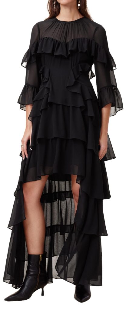 Black multi-layered ruffled irregular dress