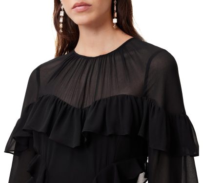 Black multi-layered ruffled irregular dress - Image 4