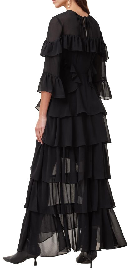 Black multi-layered ruffled irregular dress - Image 2