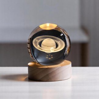 Inner-carved crystal Saturn night light ornament