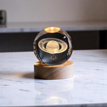 Inner-carved crystal Saturn night light ornament - Image 2