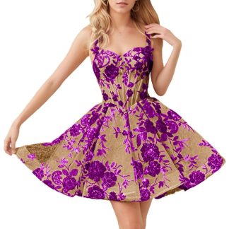 Rose Red Floral Embroidered Mesh Suspender Umbrella Hem Mini Skirt