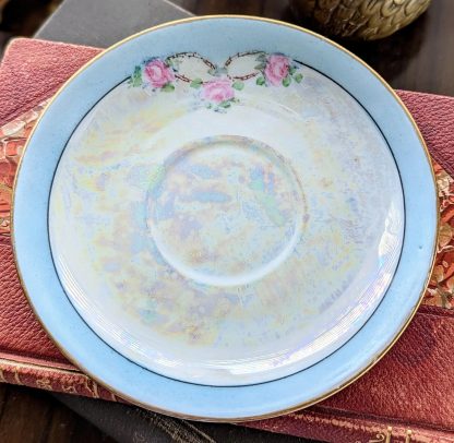 Glazed hand-painted rose cup and saucer set - Image 3