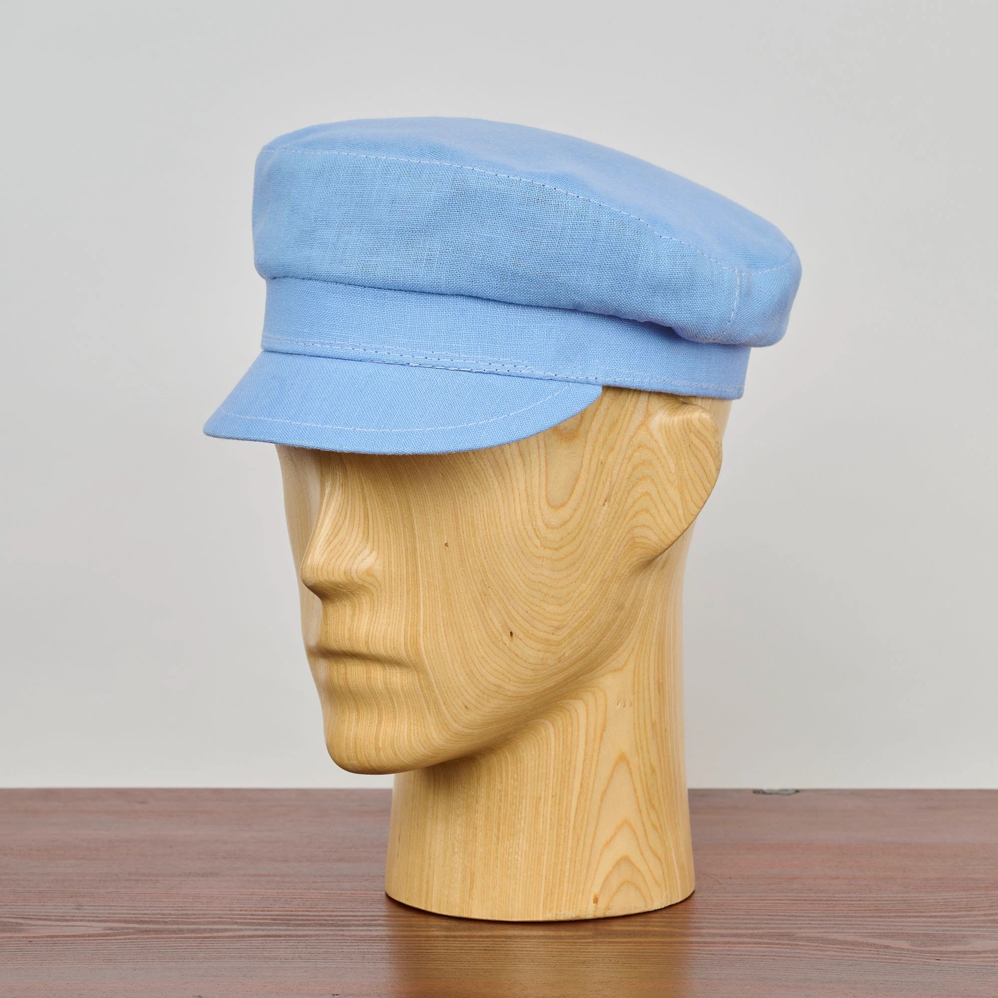 Fresh light blue linen beret - Image 2