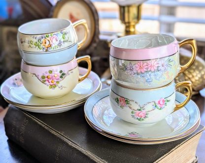 Colorful hand-painted floral cup and saucer set - Image 9