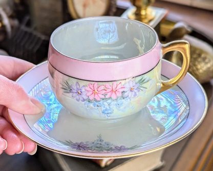 Colorful hand-painted floral cup and saucer set - Image 2
