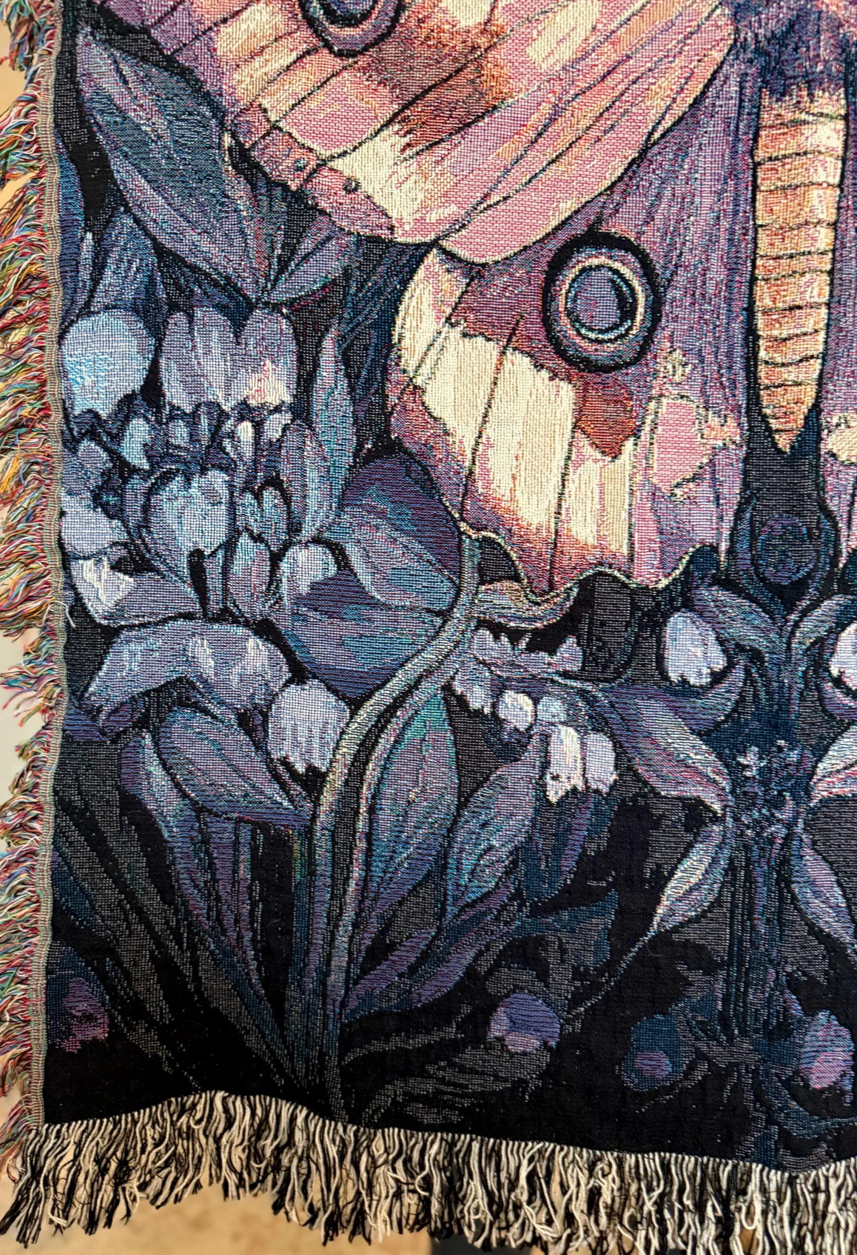 Mysterious Moth Dark Night Plant Jacquard Blanket - Image 3
