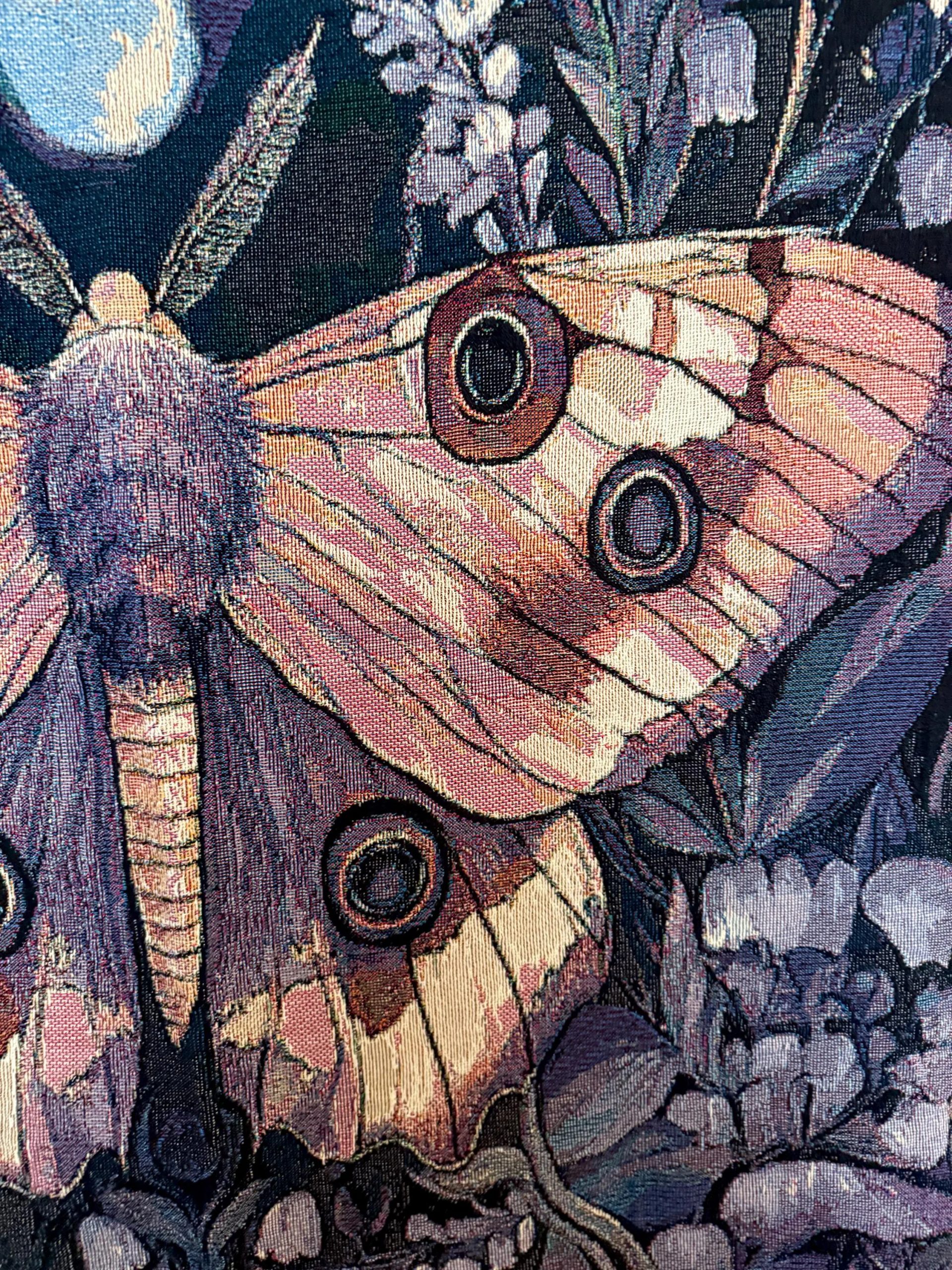 Mysterious Moth Dark Night Plant Jacquard Blanket - Image 2