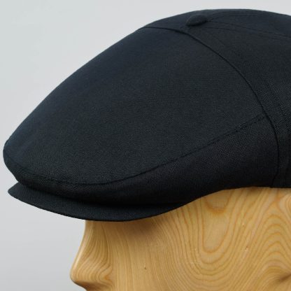 Classic Black Linen Newsboy Cap - Image 7