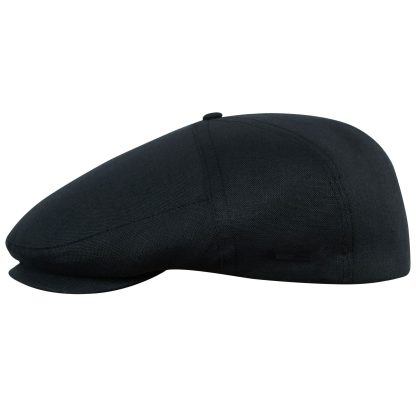 Classic Black Linen Newsboy Cap - Image 6