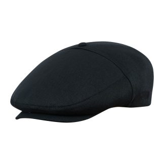 Classic Black Linen Newsboy Cap