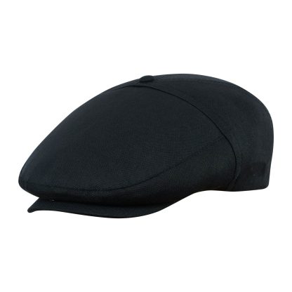 Classic Black Linen Newsboy Cap