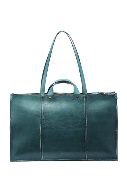 Vintage top-grain cowhide topstitched tote bag - Image 8