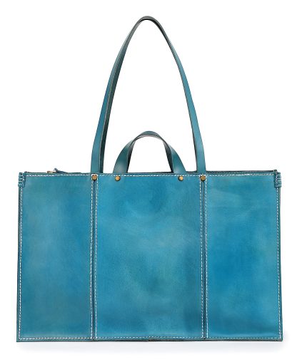 Vintage top-grain cowhide topstitched tote bag - Image 6