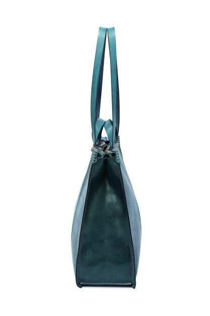 Vintage top-grain cowhide topstitched tote bag - Image 2