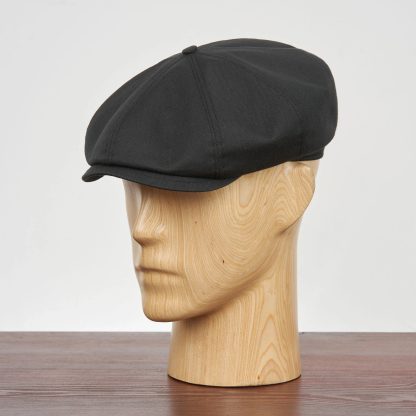 Simple classic black retro newsboy cap - Image 3