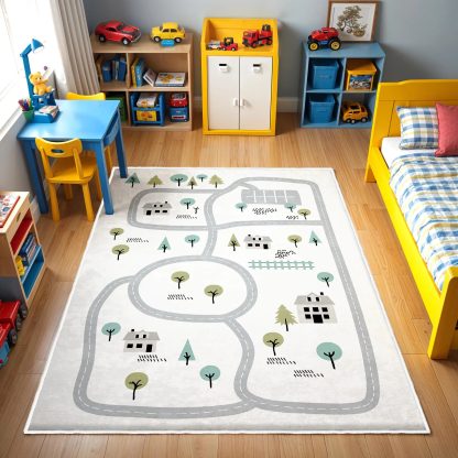 Nordic style town road children's carpet - Image 6