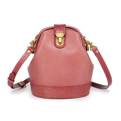 Vintage top-grain cowhide embossed bucket bag - Image 5