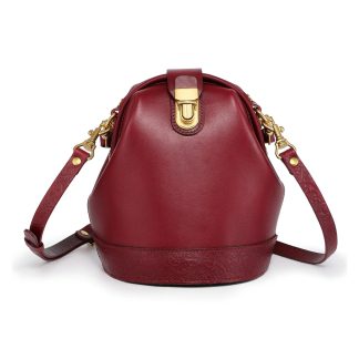 Vintage top-grain cowhide embossed bucket bag