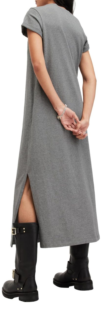 Gray round neck short sleeve long dress - Image 5