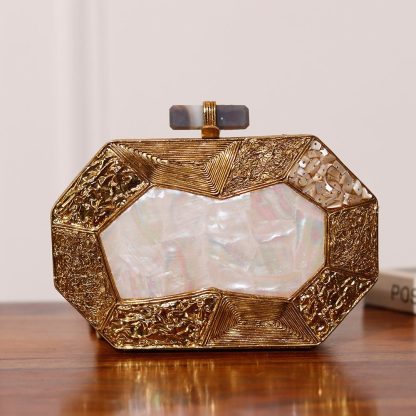 Vintage mother-of-pearl octagonal evening bag