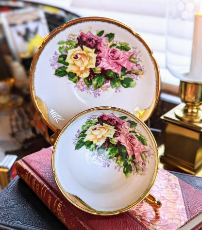 Hand-painted rose bone china cup and saucer set - Image 7