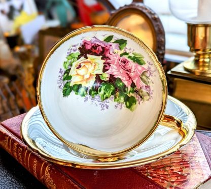 Hand-painted rose bone china cup and saucer set - Image 6