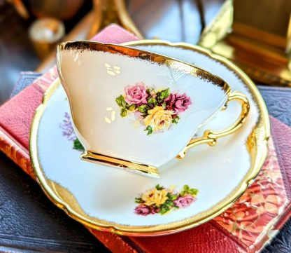 Hand-painted rose bone china cup and saucer set - Image 5