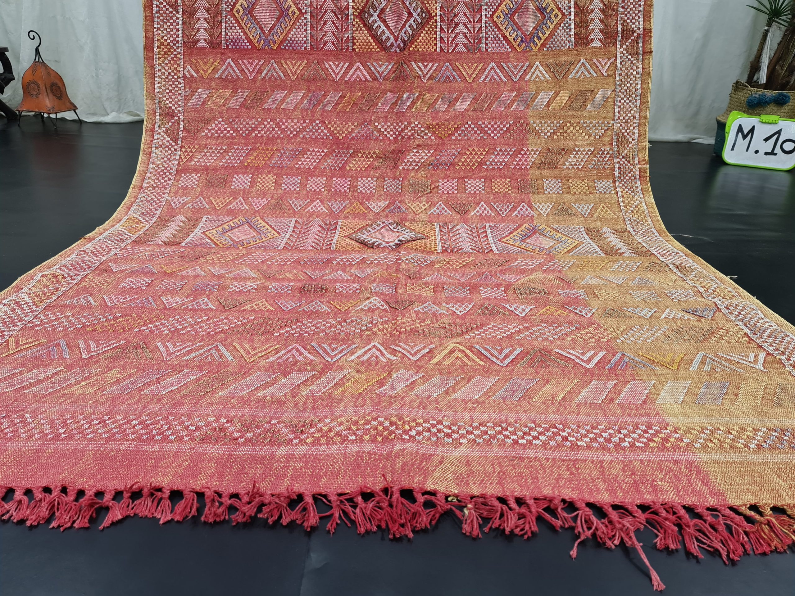 Pink and orange gradient geometric handmade carpet - Image 7