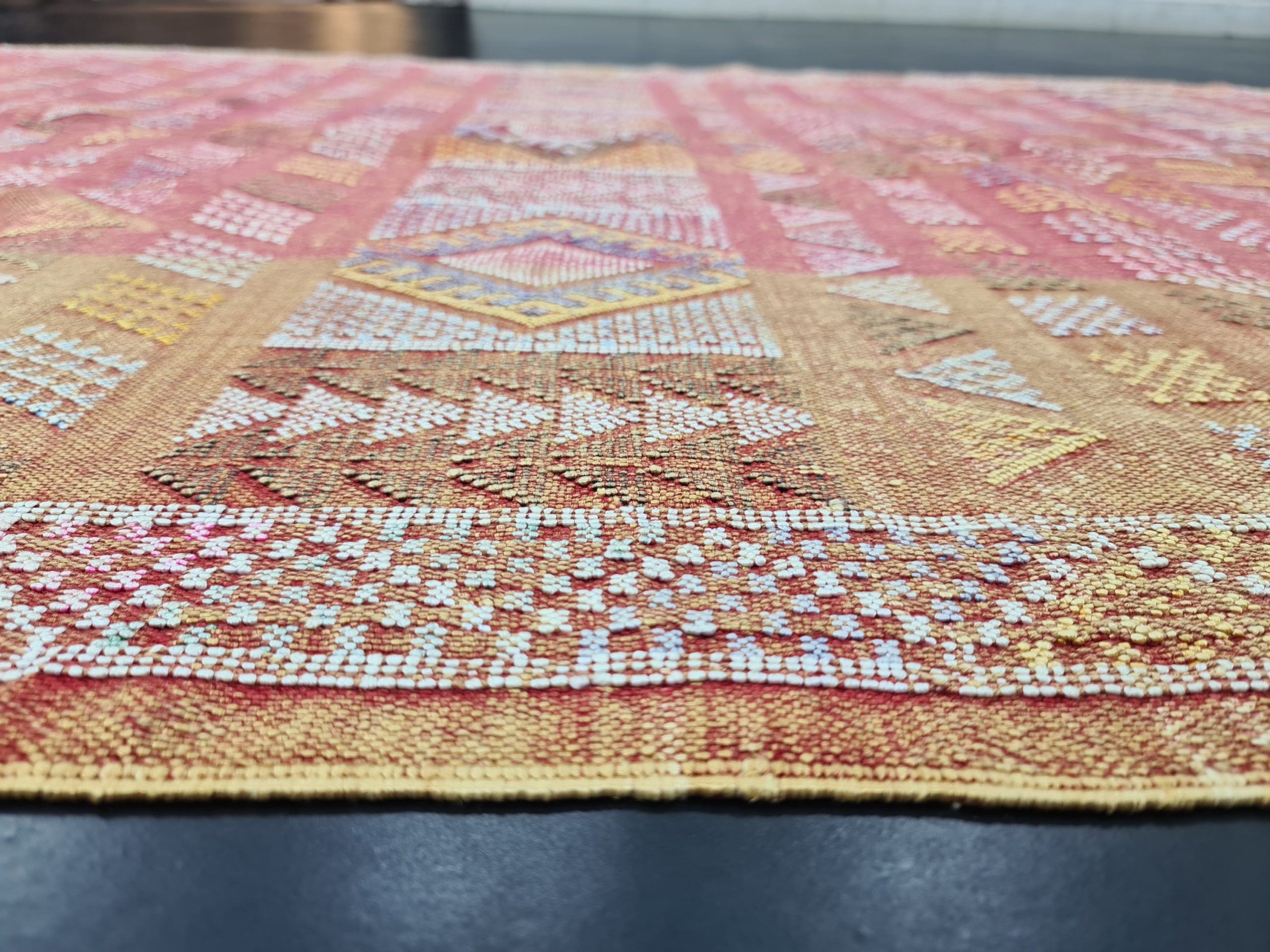 Pink and orange gradient geometric handmade carpet - Image 4