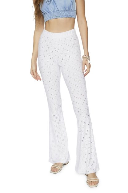 White hollow flared casual pants - Image 3