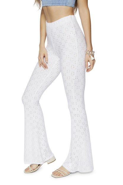 White hollow flared casual pants - Image 2
