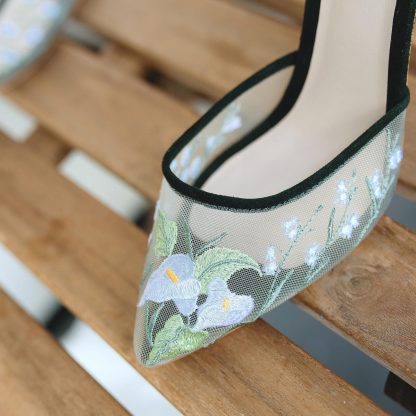 Forest Secret Embroidery Chunky Heel High Heels - Image 6