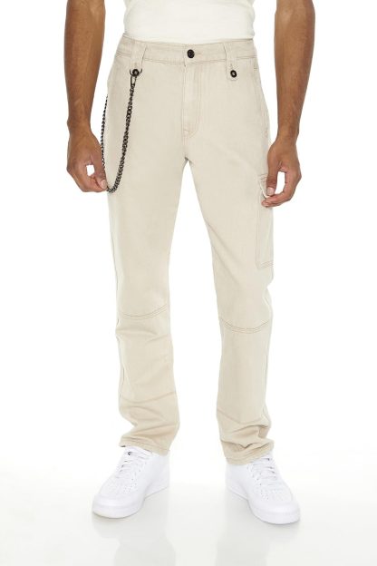 Retro workwear-style khaki straight-leg casual pants