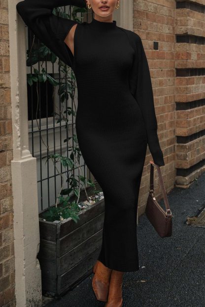 Black off-the-shoulder knit dress - Image 4