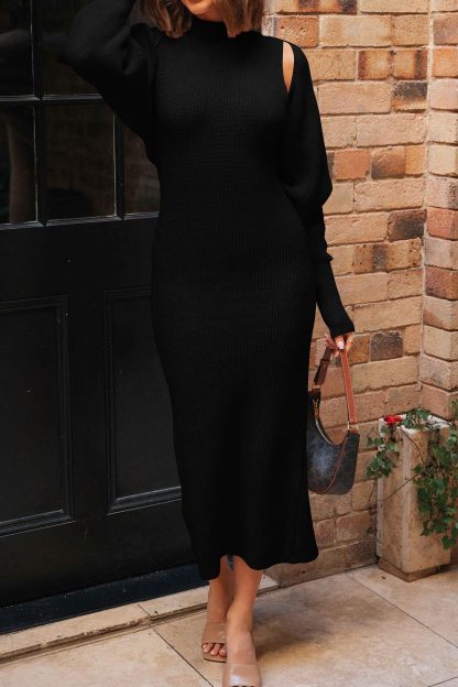Black off-the-shoulder knit dress - Image 2