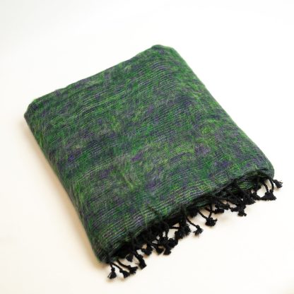 Forest Green and Purple Mixed Tassel Throw Blanket - Image 9