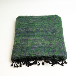 Forest Green and Purple Mixed Tassel Throw Blanket
