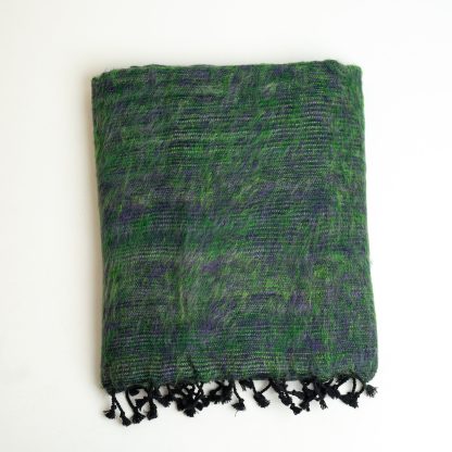 Forest Green and Purple Mixed Tassel Throw Blanket - Image 6
