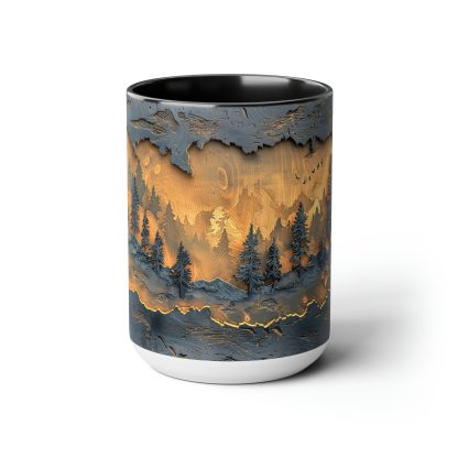 Mug with embossed mountain and forest scenery - Image 5