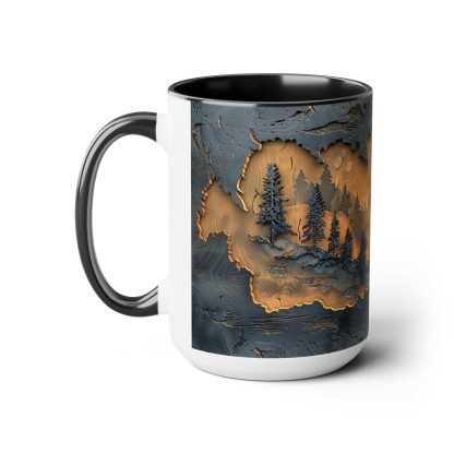 Mug with embossed mountain and forest scenery - Image 2