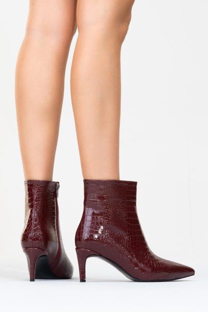 crocodile print pointed toe stiletto ankle boots - Image 7