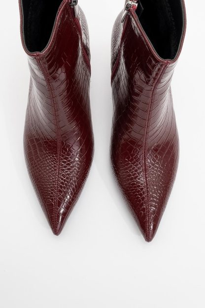crocodile print pointed toe stiletto ankle boots - Image 4