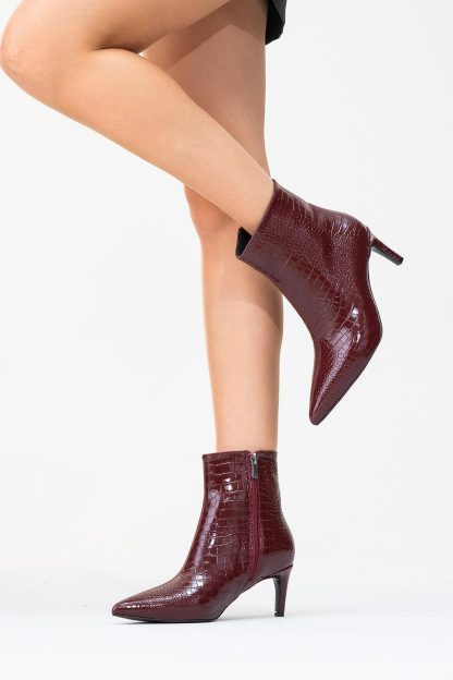 crocodile print pointed toe stiletto ankle boots - Image 3
