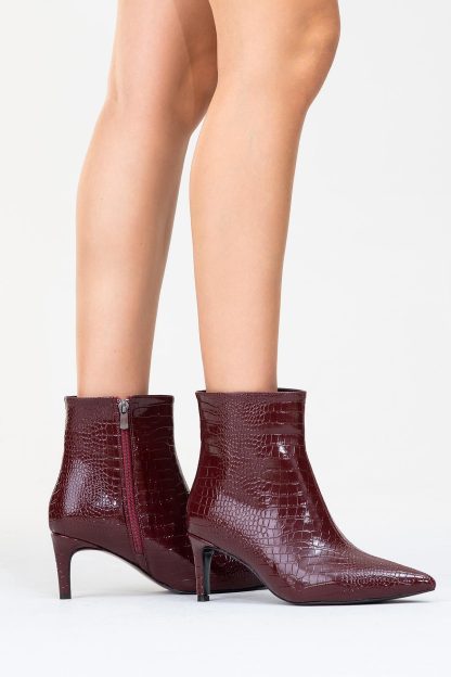 crocodile print pointed toe stiletto ankle boots - Image 2