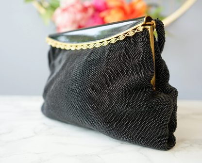 Vintage Black Braided Gold Hardware Tote Bag - Image 4
