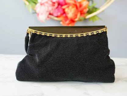 Vintage Black Braided Gold Hardware Tote Bag - Image 3