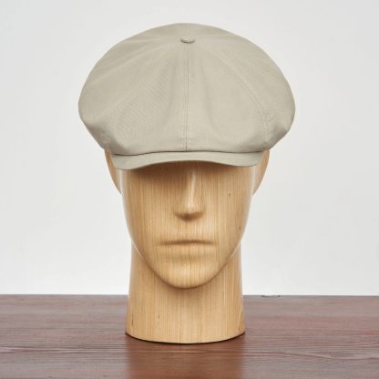 Light beige cotton newsboy cap - Image 3