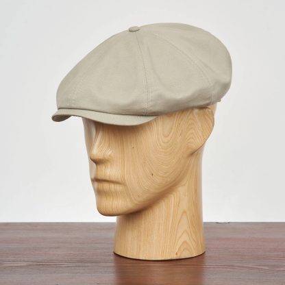 Light beige cotton newsboy cap - Image 2