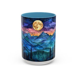 Starry sky and mountain painted mug